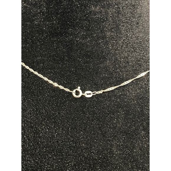 925 Sterling Silver Blue Stone Halo Necklace & Dangle Earrings Set 16.5” - Picture 5 of 16